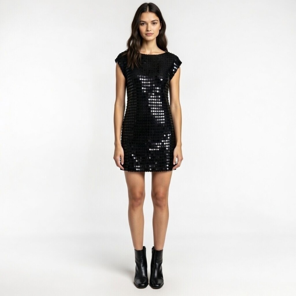 Michael Kors Collection $2495 Cashmere Sequin Boatneck Runway Sweater Mini Dress